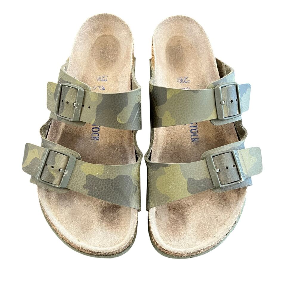 Birkenstock Arizona Camo Green Two Strap Sandals Size 43